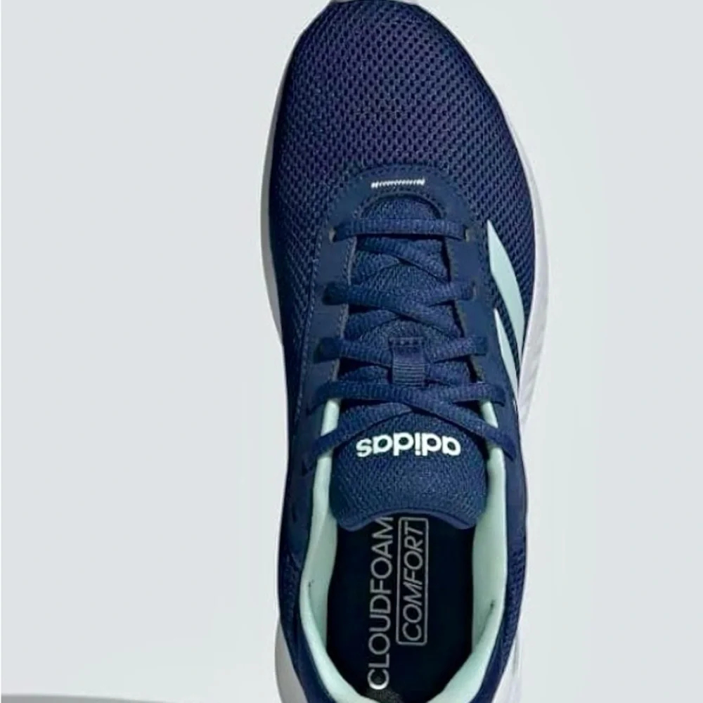 Adidas Ladies Cloud Foam Comfy Blue and White Sneakers with Breathable Mesh - Picture 8 of 10